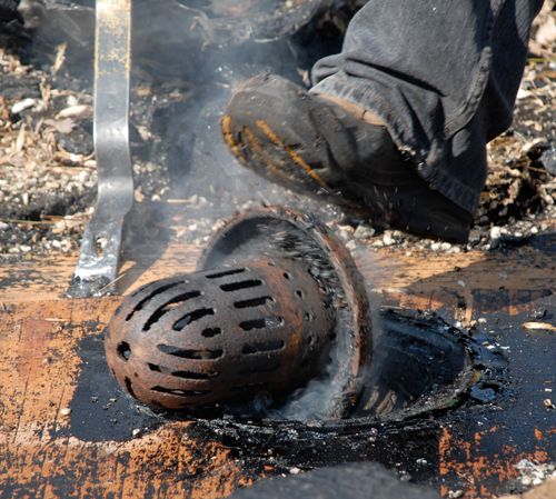 Old style cast iron drain strainer on a flat roof Pittsaburgh, Stamford, White Plains