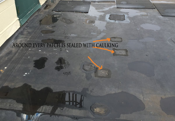 Patches are coming lose on a EPDM roof due to glue failure