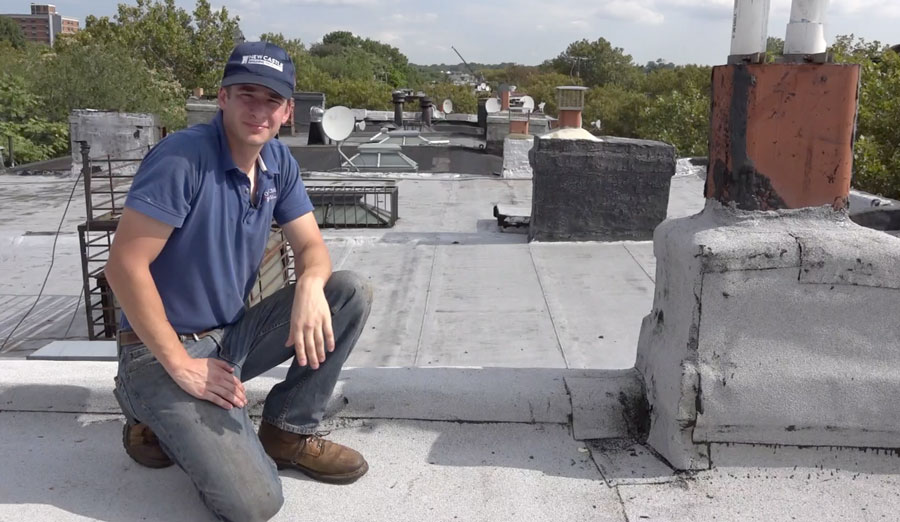 Modified bitumen membrane on Brownstone dwellings in brooklyn