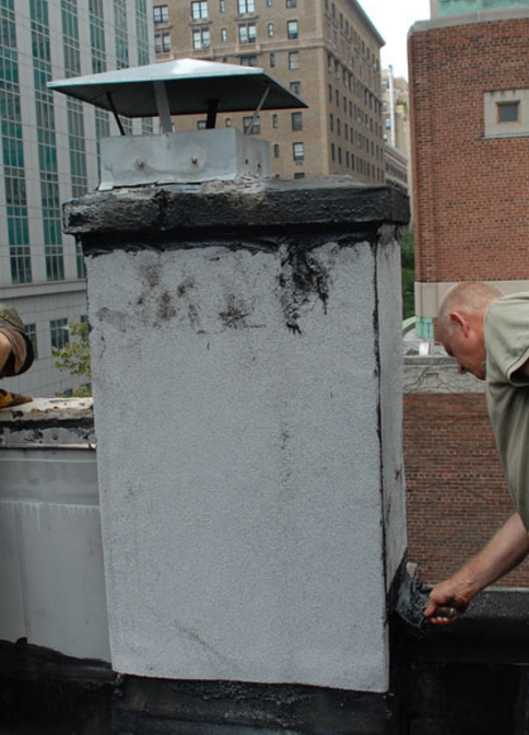 Chimney Flat Roof Leaks - Brownstone Brooklyn and Manhattan chimney transition to flat roof