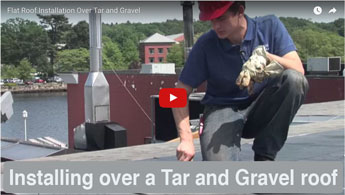 Installing a flat roof over Tar and Gravel roof. This is a two ply roofing system that is the best in the industry -Watch the video