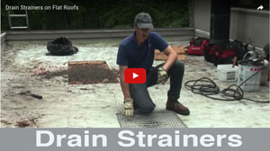 Drain Strainers for a flat roof. Custom strainers are better. Watch this video how it works